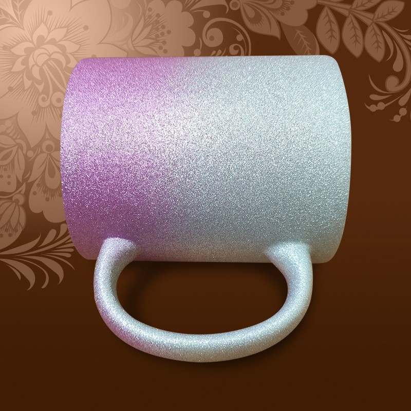 Кружка с блестками розовая+серебро 330мл